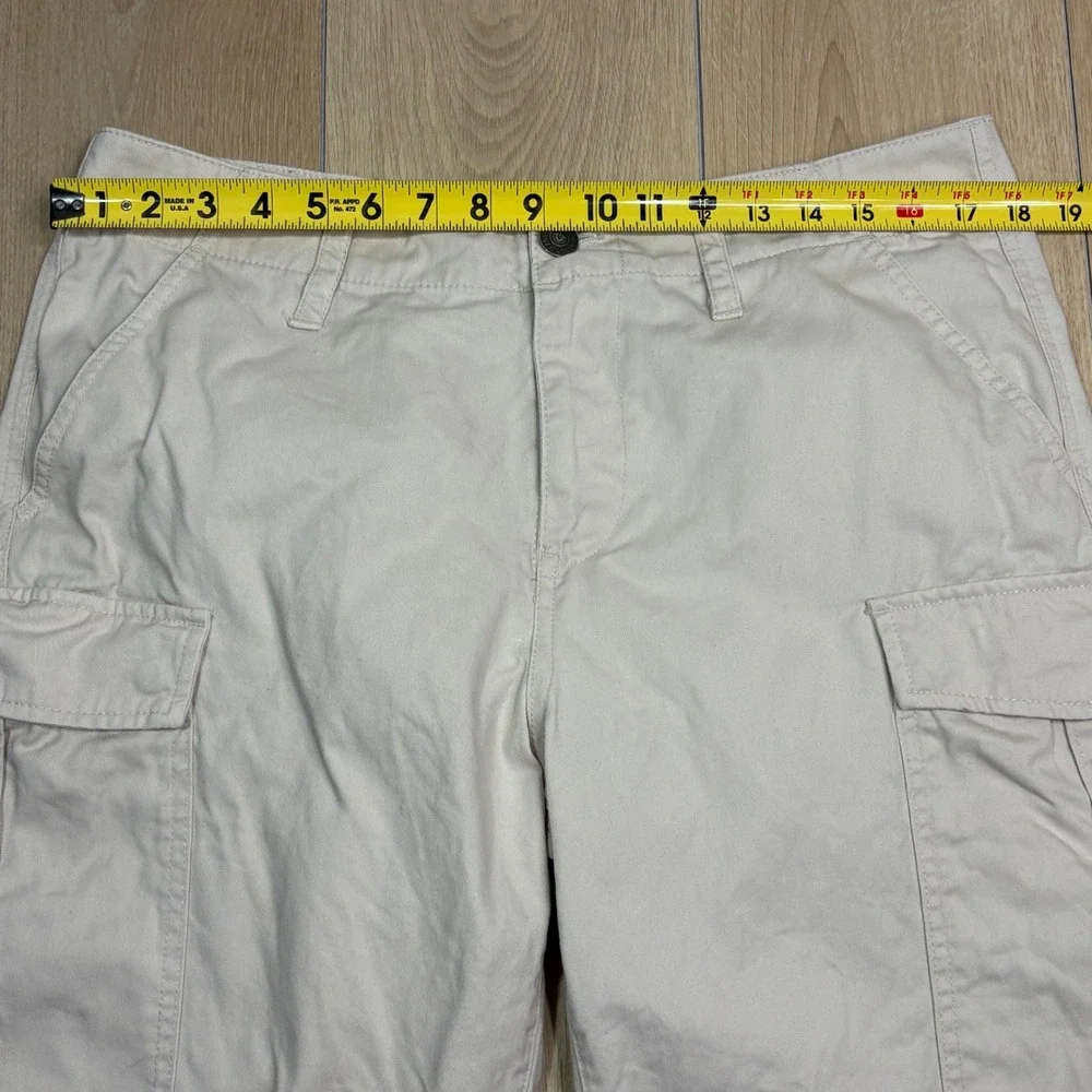True Religion Mens Cargo Shorts Tan Khaki Cotton Utility Sz. 32 11.5